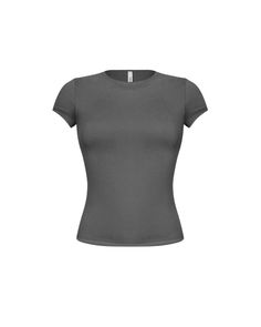 Basic Short Sleeve Top, Basic Fitted Top, Chic Stretch T-shirt For Layering, Fitted Black T-shirt For Loungewear, Sleek Fitted Tops For Everyday, Solid Stretch Elastane Top, Chic Everyday Seamless Top, Solid Stretch Crew Neck Top, Basic Seamless Stretch T-shirt