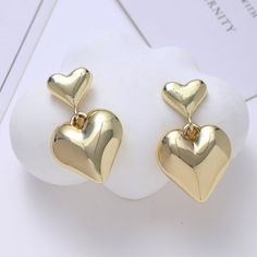 Material: Metal Color: Gold S2488 Fashion Element: Love Heart/Heart Shape Style: Simple Fashionable Earrings, Metal Heart, Metal Color, Style Retro, Heart Shape, Stylish Women, Fashion Earrings, Women's Earrings, Heart Shapes