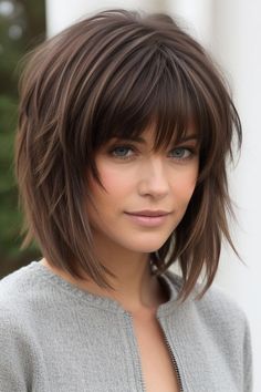 28+ Short Shag Haircuts 19 Shoulder Shag Haircut, Haircut With Short Bangs, Shaggy Bobs, Lob Hairstyles, Medium Shag Hairstyles, 50 Hairstyles, Short Shag Haircuts