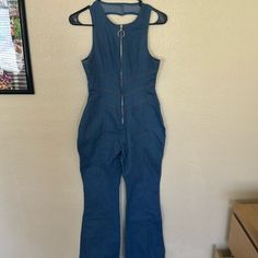 Blue Denim Jumpsuit! Never Worn- Too Big For Me Heart Cut Out In The Back Super Cute Zips Up And Down In The Front For A Flirty Look Flare Bottom Legs Blue Stretch Denim Overall Jumpsuit, Blue Stretch Denim Jumpsuit, Blue Stretch Denim Jumpsuits And Rompers, Blue High-rise Stretch Jumpsuits And Rompers, Blue High Rise Stretch Jumpsuits And Rompers, Stretch Denim Overalls In Blue, Blue Stretch High Rise Jumpsuits And Rompers, Fitted High Rise Denim Blue Overalls, Fitted High-rise Denim Blue Overalls