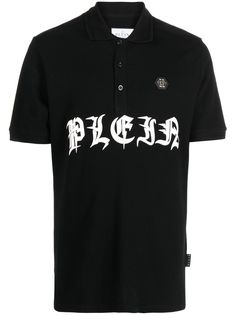 black/white stretch-design logo print to the front logo patch at the chest classic collar short front button fastening short sleeves ribbed cuffs and hem straight hem