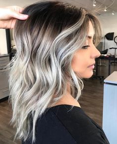 Smokeee 💨 @monicasilacci Brown Color Melt To Blonde, Brunette Balayage Hair Short Fine, Highlights To Blend Grey On Brown Hair, Short White Blonde Hair Dark Roots, Trendy Gray Hairstyles, Smudge Root Blonde Balayage Money Piece, Lightened Blonde Hair, Brown Silver Balayage, Blond Balayage Hair On Brown Hair