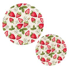 two paper plates with strawberries on them