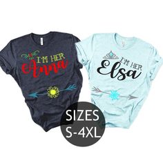 Disney Matching Shirts, I'm Her Elsa I'm Her Anna Shirts, Sister Matching Shirts, Women's Disney Shi Sister Matching Shirts, Disney Shirts For Women, Disney Matching Shirts, Plus Size Shirts For Women, Frozen Shirts, Disney Best Friends, Disney Couple Shirts, Matching Disney Shirts, Auntie Shirts