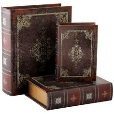 PRICES MAY VARY. Set of 3 exquisite storage boxes with the appearance of vintage books comes in 3 different sizes, ideal for hiding all your little secret treasures. Outer Size: Large - 10.6" x 8.75" x 2.7"; Medium - 8.6" x 6.75" x 2.25"; Small - 6.9" x 5" x 1.6"; Inner Size: Large - 9.25" x 7.25" x 2.5"; Medium - 7.25" x 5.25" x 1.9"; Small - 5.5" x 3.5" x 1.25". High Quality - Our decorative book boxes are made of medium density board and bound with distressed faux leather outside and non wove Book Decorations, Book Storage Box, Vintage Book Decor, Book Boxes, Retro Floral Pattern, Book Storage, Floral Retro, Antique Book, Small Organization