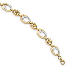 Leslie's 14k Two-tone Polished Fancy Link Bracelet Forevermark Diamonds, Gold Polish, Infinity Bracelet, Chain Lengths, Link Bracelets, Fashion Bracelets, Chain Bracelet, Two Tone, Age Group