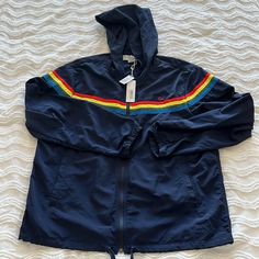 An Awesome Windbreaker From Outerknown. New With Tags. Casual Rainbow Cotton Outerwear, Casual Cotton Rainbow Outerwear, Casual Rainbow Outerwear For Fall, Wind Breaker, Blue Yellow, Mens Jackets, Color Blue, Jackets & Coats, Man Shop