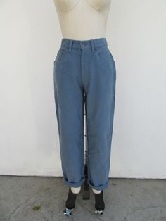 90s LL Bean all cotton (99% cotton, 1% Lycra) slate blue five pocket pants. They have a velvety, flannel finish. The thickness of denim, but super soft surface. Made in Malaysia. New old stock, never worn.  Label size 4 Regular 26" waist 11-1/2" rise 42" hips 30" inseam  New old stock. Vintage, never worn condition. High Waist Trousers, Blue Flannel, Jeans High Waist, Pocket Pants, Pocket Jeans, Slate Blue, High Waisted Trousers, Ll Bean, Get Dressed