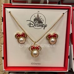 Disney Parks Minnie Mouse Red Bow Pearl Earrings & Necklace Set Brand New Earring (Pierced) And Necklace Set Disneyland & California Adventure Park Maps Included With Every Order And A Sprinkle Of Pixie Dust 100% Authentic Disney Parks Merchandise Experienced Disney Parks Personal Shopper Message Me For Special Park Pick Up Requests And Custom Bundles To Save On Ship Cost Disney Jewelry For Valentine's Day Gift, Disney Style Jewelry For Valentine's Day Gift, Themed Mickey Mouse Jewelry As Gift, Themed Jewelry For Disney Fan Events, Disney Gold Mickey Mouse Jewelry, Gold Disney Mickey Mouse Jewelry, Disney Mickey Mouse Gold Jewelry, Gold Mickey Mouse Jewelry For Gift, Disney Minnie Mouse Jewelry