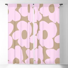 a pink and brown flower pattern curtain