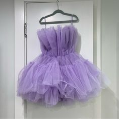 Nwt Size S Color Is More True To The Photos From The Website Corset Style Top With Boning Violet Dress Aesthetic, Purple Hoco Dress, Hoco Dress Short, Speak Now Dress, Purple Tulle Dress, Aesthetic Dress Outfit, Tulle Dress Short, Eras Outfits, Purple And Black Dress