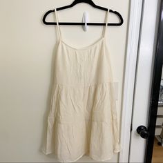 Nwt! Love This Dress So Much, Just A Little Short For This Long-Legged Girl! Summer Beige Cotton Sundress, Beige Cotton Summer Sundress, Beige Cotton Sundress For Summer, Beige Cotton Sundress, Beige Cotton Mini Sundress, Beige Summer Sundress For Daytime, Beige Cotton Mini Dress For Daywear, Cream Casual Sundress With Spaghetti Straps, Neutral Cotton Beach Dress