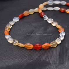 "Product Details : Item Code : DGC2740 Gemstone Name : MEXICAN FIRE OPAL Chain Style : BEADED Beads Shape : FACETED OVAL Beads Size : 5x7 MM TO 6x9 MM Approx Length : 17\" Inch Approx Weight : 50 Cts. Approx Customization : **Available** Please Feel Free To Contact If You Have Any Query." Halloween Beaded Jewelry, Fire Opal Necklace, Mexican Fire Opal, Beaded Beads, Oval Beads, Leaf Jewelry, Opal Bracelet, Jewelry Wedding, Opal Necklace