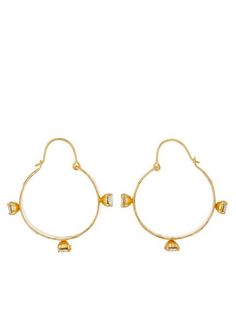 Esprit Hoop II - Crystal – Mondo Mondo Crystal Jewelry, Jewelry Care, Stones And Crystals, Gold Bracelet, 18k Gold, Gold Plate, Hoop Earrings, Crystals, Gold