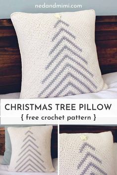 a crocheted pillow with the text christmas tree pillow free crochet pattern