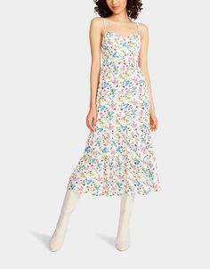 AVA CORSET MIDI DRESS SONIC WHITE Floral Dress | Women's Dresses – Betsey Johnson Floral Print Sundress With Sweetheart Neckline For Spring, Spring Floral Print Sundress With Sweetheart Neckline, Summer Floral Print Mid-length Midi Dress, Floral Print Mid-length Midi Dress For Summer, Spring Floral Sundress With Sweetheart Neckline, Printed Midi Dress For Brunch, Garden Party Midi Dress With Adjustable Spaghetti Straps, Fitted Floral Dress With Spaghetti Straps For Brunch, White Fitted Midi Dress With Adjustable Straps