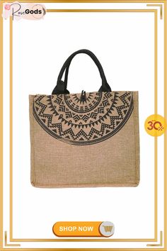 Ethnic Linen Tote Bag Shoulder Shopping Bag Bohemian Satchel Beach Bag For Shopping, Bohemian Tote Bag For Shopping, Bohemian Large Capacity Satchel For Shopping, Bohemian Satchel With Large Capacity For Shopping, Bohemian Canvas Shopping Bag, Traditional Large Capacity Bags For Daily Use, Traditional Large Capacity Bags, Bohemian Beige Gift Bag, Bohemian Satchel For Shopping