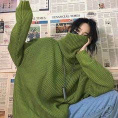 Solid Color Turtleneck Knitted Loose Sweater Teen Sweater, Harajuku Women, Oversized Turtleneck, Ladies Turtleneck Sweaters, Sweater Oversize, Oversize Fashion, Oversized Knitted Sweaters, Oversize Knit, Knitting Women Sweater