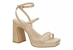 Natural Womens Gio Platform Sandal | Limelight | Rack Room Shoes Women Platform Sandals, Rack Room Shoes, Rack Room, Platform Sandals, Block Heels, Night Out, Leather Upper, Faux Leather, Buckle