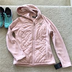 New Balance Hooded Fleece Jacket. Fabulous Cold Weather Staple. Blush/Pink Color. Long Sleeves. Puffer Material Detail In Front. Hooded. Full Front Zip. Pockets. Laying Flat Approx 25” Shoulder To Hem, Approx 19” Pit To Pit. 100% Polyester. Size S. Nwt. New Balance Jacket For Women, Pink Long Sleeve Hoodie For Outdoor Activities, Pink Hoodie For Outdoor Fall Activities, Pink Hooded Fleece Jacket For Outdoor, Pink Hoodie With Drawstring For Outdoor Activities, Pink Hooded Jacket With Drawstring For Outdoor Activities, Casual Pink Hooded Jacket For Outdoor Activities, Pink Sports Hooded Jacket With Adjustable Hood, New Balance Winter Outdoor Outerwear