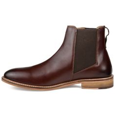 A classic you can pair with everything from suits to chinos to jeans the Cobrin chelsea boot in wide-width by Thomas & Vine. This sleek boot features genuine leather uppers accented by a low-block heel for an elevated look. An 8 mm Tru Comfort Foam� insole grounds the design for extra comfort. Thomas Vines, Brown Chelsea Boots, Low Block Heels, Mens Shoes Boots, Boots Brown, Classic Dress, Chelsea Boot, Pull Tab, Brown Boots