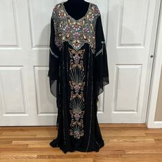 Beautiful Black Beaded Dress Made In India Chiffon Dress With Long Lined Nwot Wonderful Design Some Beads Have Fallen From It Black Beaded Dress, Womens Black Dress, Dress Picture, Beaded Dress, Black Beads, Chiffon Dress, Dress Making, Black Dress, Black And Red