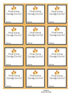 candy corn labels with the words how many candy corn?