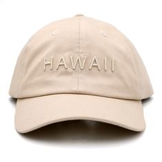 Hawaii Puff Embroidered Dad Hat - Beige Experience the ultimate in style with our exclusive Hawaii Puff Embroidered Dad Hat. Featuring a classic design and clean lines, this hat is the epitome of comfort and sophistication. Plus, with an adjustable fit, you'll always look sharp while representing your love for Hawaii. Upgrade your headwear game now! Biege This is a premium hat Made with 100% washed cotton twill. 100% washed cotton twill 6-panel, unstructured, low-profile Garment washed; sewn eye Classic Baseball Cap With Embroidered Logo, Classic Beige Baseball Cap With Curved Brim, Classic Adjustable Snapback Hat With Embroidered Logo, Solid Color Hats With Embroidered Logo And Curved Bill, Classic Baseball Cap With Short Brim, Classic Snapback Hat With Embroidered Logo And Curved Brim, Classic Everyday Baseball Cap With Embroidered Logo, Classic Beige Baseball Cap, Classic Hat With Embroidered Logo, One Size