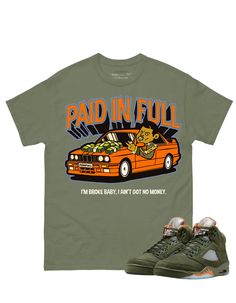 Paid in full Classic t-shirt and works great for layered streetwear outfits. Thanks to its durable fabric, it maintains sharp lines along the edges and lasts a long time. Add your design, and surprise your customers with a trendy tee option.  100% cotton Men's t-shirt Khaki Relaxed Fit T-shirt For Streetwear, Graphic Tee For Streetwear In Khaki, Khaki Graphic Tee For Streetwear, Casual Khaki T-shirt For Streetwear, Khaki Graphic Print Top For Streetwear, Khaki Cotton T-shirt For Streetwear, Khaki Graphic Tee With Graphic Print, Urban Green T-shirt For Streetwear, Green Front Print T-shirt For Streetwear