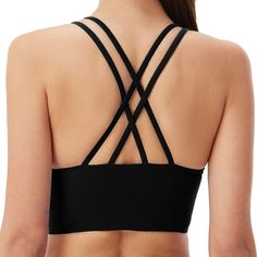 PRICES MAY VARY. 【Strappy cross back】Strappy details at back,plunge neckline,designed for yoga and on the move. 【Sweat-Wicking Fabric】Sweat-wicking,quick-drying,four-way stretch. 【Light Support】B/C Cups,Intended for low-impact activities,snug at bottom band for extra support. 【Product Features】Moulded foam cups are lightweight and malleable,non removable padded sports bra. 【Care】Wash with like colours,machine wash cold,do not bleach,line dry,do not iron,do not dry clean. Workout Music Playlist, Back Yoga, Workout Bra, Running Bra, Supportive Sports Bras, Neckline Designs, Strappy Sports Bras, Perfect Bra, Tank Top Bras