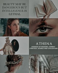 an advertisement for the book athena goddess of wisdom, commution, and salvation