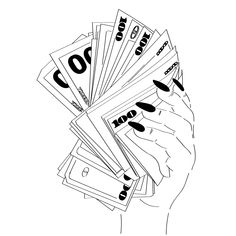 a person's hand holding money with the word coo written on it in black and white