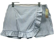 Lily White Ruffle Front Skort Size Large White Blue Stripe Back Zip Materials: 53% Polyester 47% Cotton Measurements (Approximate) Waist (Laying Flat): 17" Inseam: 2.5" Rise: 13" Leg Opening (Laying Flat): 15" Condition: New With Tags Cotton Ruffled Bottoms For Beach, Striped Ruffled Bottoms For Summer, Blue Cotton Bottoms With Ruffle Hem, Summer Beach Shorts With Ruffle Hem, Blue Ruffle Hem Bottoms For Vacation, Summer Bottoms With Ruffle Hem, Summer Beach Bottoms With Ruffle Hem, Blue Vacation Bottoms With Ruffle Hem, White Ruffled Summer Bottoms