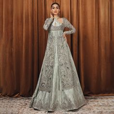 Bridal Lehenga with Front Open Kameez and Dupatta Dress – Nameera by Farooq