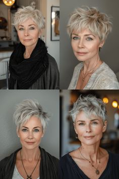 12+ Stylish Short Haircuts for Women Aged 60+ in 2024 Straight Grey Hair, Stylish Short Haircuts For Women, Short Shaggy Haircuts, Short Haircuts For Women, Trendy Short Haircuts