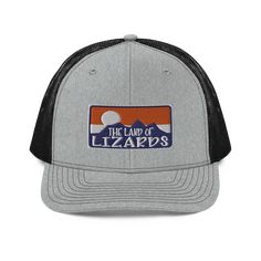 Complete your outfit with an embroidered trucker cap — It has a classic structured fit, adjustable plastic snapback, and a curved visor that matches its underbill.• 60% cotton, 40% polyester• 100% polyester mesh back• Structured, 6-panel, mid-profile cap• Pre-curved contrast stitched visor• Underbill matches visor color• Adjustable plastic snapback PLEASE NOTE: This cap is made to order * Due to the manufacturing process, once the order is placed no changes can be made * All caps are made on dem Trucker Hat With Logo Patch And Curved Visor, Gray Trucker Hat With Logo Patch And Curved Bill, Fitted Trucker Snapback Baseball Cap, Fitted Trucker Baseball Cap With Curved Bill, Fitted Trucker Hat With Curved Bill, Outdoor Fitted Trucker Hat With Curved Bill, Adjustable Trucker Hat With Logo Patch Visor, Adjustable Visor Trucker Hat With Logo Patch, Lizards