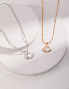 Elegant White Gold Pendant Chain Necklace, Elegant Rose Gold Heart Necklace, Elegant Sterling Silver Chain Necklace With Polished Finish, Modern Rose Gold Tarnish-resistant Necklaces, Long Necklace For Anniversary, Elegant White Gold Necklaces With Polished Finish, Fine Jewelry Wedding Necklaces With Plating, Elegant White Gold Necklace With Polished Finish, Fine Jewelry Wedding Necklace With Plating