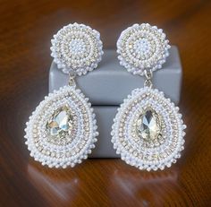 "Fabulous wedding earrings  3\" inches long 1 1/2\" inches wide, lever back earring with a soft white Italian leather backing." White Italian, Fabulous Wedding, Paua Shell, Earrings White, Earrings Wedding, Shell Earrings, White Earrings, Earrings Statement, Soft White