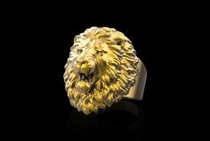 Lion Rings For Men Gold, Lion Ring Gold, Angry Lion, Rose Colors, Lion Jewelry, Roaring Lion, Face Ring, Lion Ring, Lion Pendant