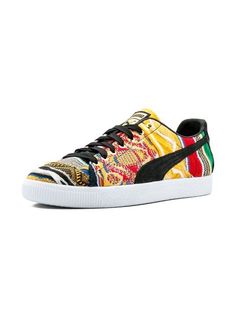 Puma Clyde Coogi sneakers Multicolor Gum Sole Skate Shoes For Streetwear, Multicolor Vulcanized Sole Sneakers For Streetwear, Multicolor Low-top Custom Sneakers With Laces, Casual Multicolor Sneakers With Graphic Print, Multicolor Custom Sneakers With Vulcanized Sole For Streetwear, Multicolor Vulcanized Sneakers For Streetwear, Textile High-top Sneakers With Elastic Laces For Streetwear, Multicolor Textile Sneakers With Rubber Sole, Low-top Graphic Print Skate Shoes