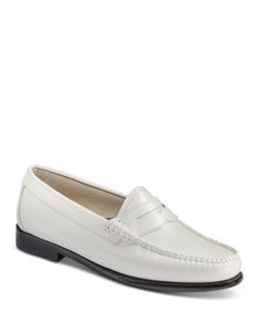 Gh Bass Outdoor Women's Whitney Bax Loafer Flats Classic Semi-formal Slip-ons For Spring, Classic White Slip-ons With Flat Heel, Elegant White Semi-formal Loafers, Formal Spring Moccasins With Leather Sole, White Elegant Plain Toe Loafers, Spring Formal Moccasins With Leather Sole, Elegant White Moccasins With Plain Toe, Elegant White Plain Toe Loafers, Elegant White Plain Toe Moccasins