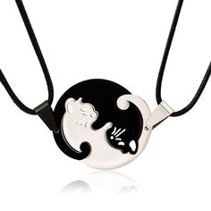 PRICES MAY VARY. 🐱【𝑪𝒂𝒕 𝒀𝒊𝒏 𝒀𝒂𝒏𝒈 𝑪𝒐𝒖𝒑𝒍𝒆 𝑵𝒆𝒄𝒌𝒍𝒂𝒄𝒆𝒔】- This puzzle cat pendant represents Yin and Yang, which is a 2pcs couple necklace set and suits for women, girls and men. It is designed with attractive pattern for couple and friends as a sign of love and connection between them. This will be a present to share equally. You can put them together and they perfectly fit in harmony! 🐱【𝑺𝒕𝒂𝒊𝒏𝒍𝒆𝒔𝒔 𝑺𝒕𝒆𝒆𝒍 𝑭𝒓𝒊𝒆𝒏𝒅𝒔𝒉𝒊𝒑 𝑵𝒆𝒄𝒌𝒍𝒂𝒄𝒆𝒔】- We choose durabl Matching Necklaces For Couples Diamond, Cute Couple Necklaces Pearl, Bff Gifts Necklaces, Fantasy Accessories Jewelry Necklace For Three Best Friends, Cheap Couples' Jewelry For Gifts, Bff Necklaces For 2 Avocado, Cute Necklaces For Bffs, Friendshio Necklaces, Bff Matching Necklace