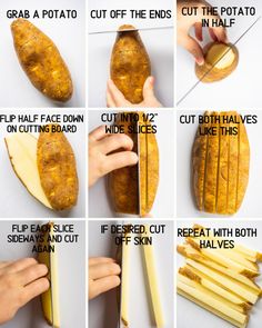 instructions for how to cut potatoes in half