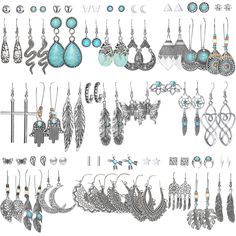 PRICES MAY VARY. ❤Bohemian Styles❤ You will get 45 different styles of boho style silver bronze earrings, turquoise earrings, waterdrop earrings, long hollow pendant earrings and many other styles earrings and stud earings, providing you with many different choices, To add charm to your everyday wear. ❤High-quality Materials❤ These bohemian earrings are made of environmentally friendly alloy materials, with high-quality plating, inlaid with hollow bronze and turquoise, Hypoallergenic, safe to we Cheap Bohemian Teardrop Earrings, Affordable Bohemian Silver Beaded Earrings, Cheap Bohemian Beaded Nickel-free Earrings, Cheap Pierced Beaded Dangle Earrings, Affordable Bohemian Dangle Crystal Earrings, Affordable Hypoallergenic Dangle Beaded Earrings, Cheap Bohemian Crystal Dangle Earrings, Cheap Hypoallergenic Beaded Dangle Earrings, Affordable Southwestern Dangle Earrings