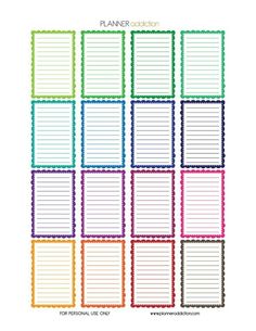 the printable planner is shown in different colors and sizes, with lines on each side