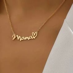 New In Package Mama Necklace With A Heart. Faux Gold. Gold Heart Necklace For Mother's Day Party, Trendy Party Necklaces For Mother's Day, Trendy Mother's Day Party Necklaces, Trendy Party Necklace For Mother's Day, Cute Necklaces For Mother's Day Party, Trendy Personalized Heart Necklace For Mother's Day, Mama Necklace, A Heart, Heart Necklace