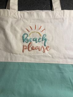 Beach Please! Such a cute tote bag. Hand embroidered, totally unique tote bag. Use it for all your beach essentials or just as a run around bag. Made of 100% cotton, measures 14x14. Unique Tote Bag, Beach Please, Cute Tote Bags, Beach Essentials, Coin Purses, Purse Pouch, Hand Embroidered, Coin Purse, Coin