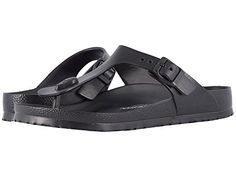 Birkenstock Gizeh Essentials $40 T-strap Textured Footbed Sandals For Beach, Beach T-strap Sandals With Textured Footbed, Black Footbed Sandals For Outdoor Summer, Black Summer Footbed Sandals For Outdoor, Black Summer Outdoor Footbed Sandals, Casual T-strap Flip Flops With Cushioned Footbed, Beach Footbed Sandals With Arch Support And T-strap, Black Waterproof Sandals For Summer, Waterproof Black Sandals For Summer