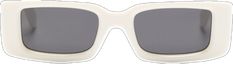 Modern White Square Frame Sunglasses, Designer White Polarized Sunglasses, Classic White Sunglasses With Uva Protection, Designer White Sunglasses With Polarized Lenses, White Square Frame Sunglasses With Mirrored Lenses, Elegant White Shield Sunglasses With Tinted Lenses, White Rectangular Shield Sunglasses With Gradient Lenses, White Rectangular Sunglasses For Summer, Chic White Polarized Shield Sunglasses