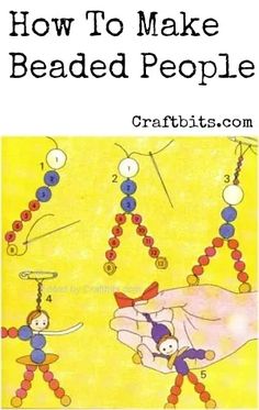 an image of how to make beaded people with beads and beads on the hands